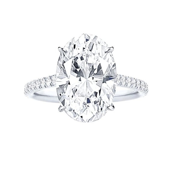 🍁Crystal Pure Big Oval Zircon Thin Wedding Clear Rings for Women,MARR9177 - Picture 1 of 5